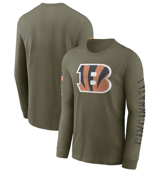 Men's Cincinnati Bengals 2022 Olive Salute to Service Long Sleeve T-Shirt